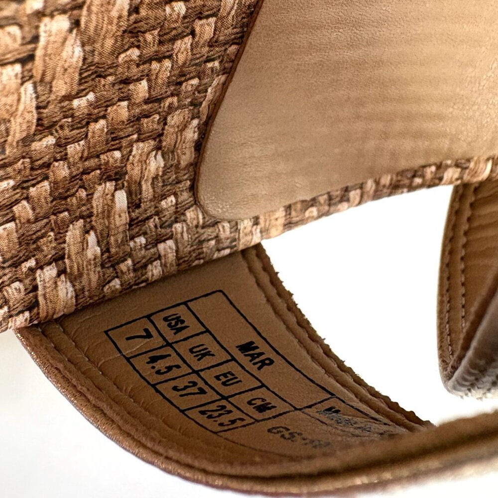 Vionic Mar Strappy Wedge Sandals Leather Camel Gold Metallic Size 7 NEW - Picture 7 of 7